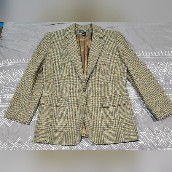 Lauren Ralph Lauren Jackets & Blazers - Lauren Ralph Lauren Women's 90s Wool Tweed Plaid Blazer Size 12